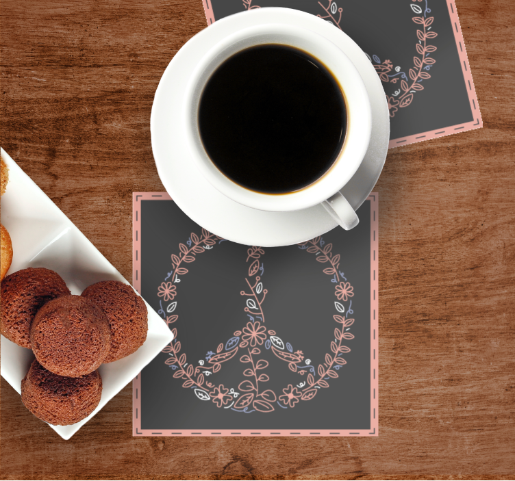 Sottobicchieri frikis emblema di pace floreale - TenStickers