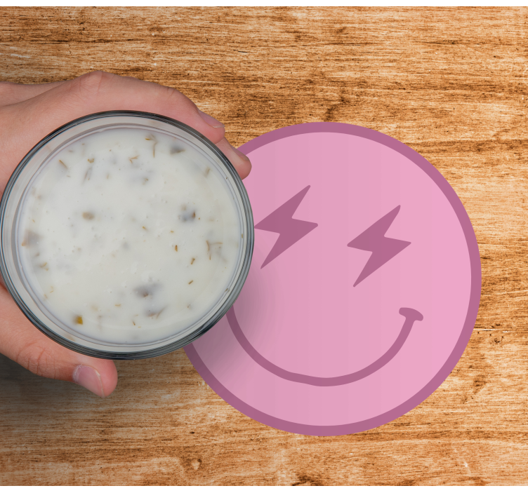 Sottobicchieri frikis emblema sorridente rosa giocoso - TenStickers