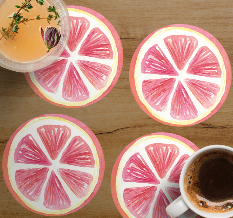 Sottobicchieri frikis fette di agrumi rosa outline - TenStickers