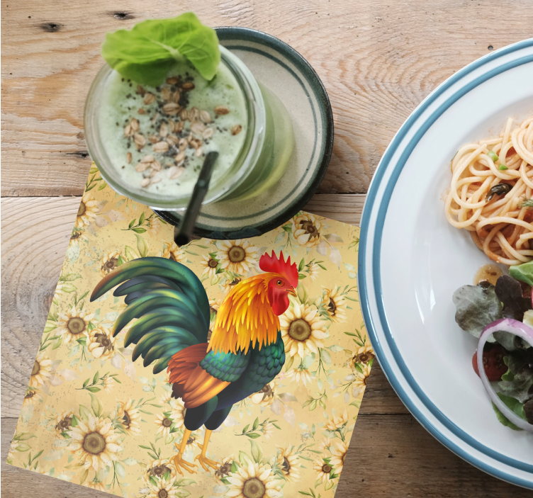 Sottobicchieri frikis illustrazione di gallo colorato - TenStickers