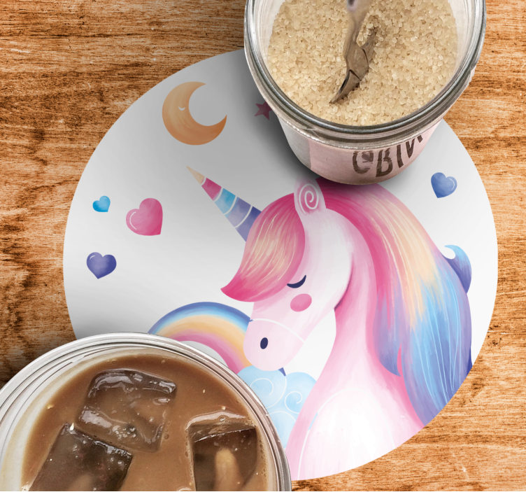 Sottobicchieri frikis illustrazione di unicorno giocosa - TenStickers