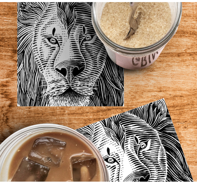 Sottobicchieri frikis illustrazione leone dettagliata - TenStickers