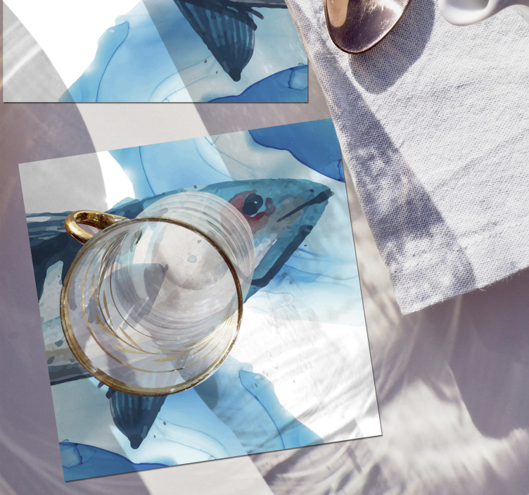 Sottobicchieri frikis illustrazione pesci acquerello - TenStickers