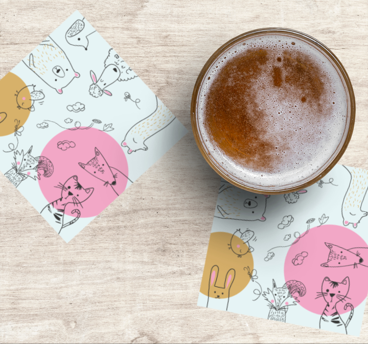 Sottobicchieri frikis illustrazioni animali fantasiose - TenStickers