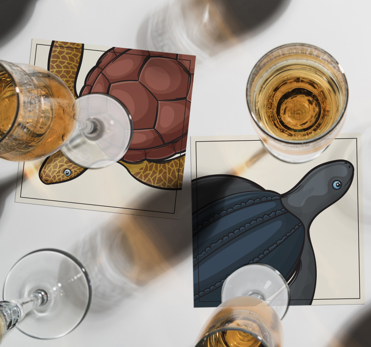 Sottobicchieri frikis illustrazioni di tartarughe colorate - TenStickers