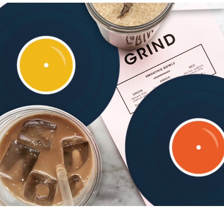 Sottobicchieri frikis ispirazione in vinile colorato - TenStickers