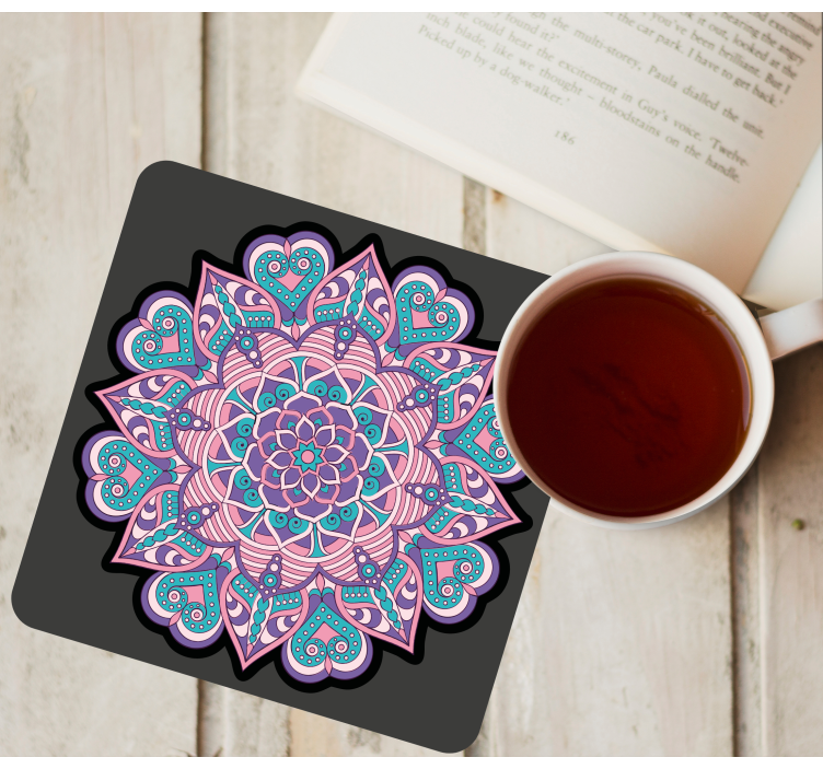 Sottobicchieri frikis mandala cuore colorato - TenStickers