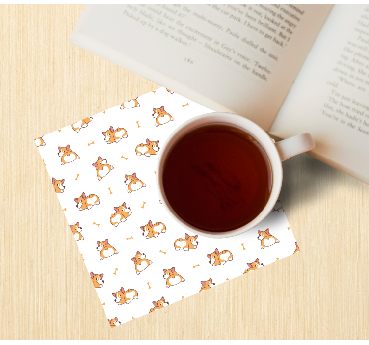 Sottobicchieri frikis motivo corgi giocoso - TenStickers