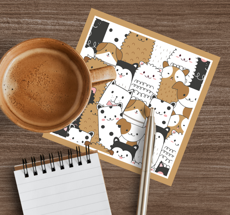 Sottobicchieri frikis motivo facce di animali carini - TenStickers