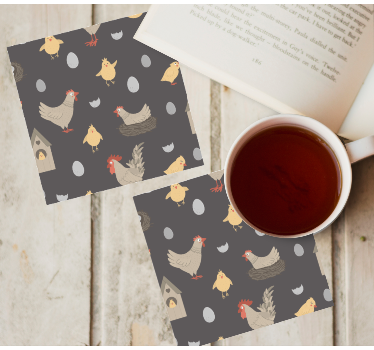 Sottobicchieri frikis motivo galline e uova - TenStickers