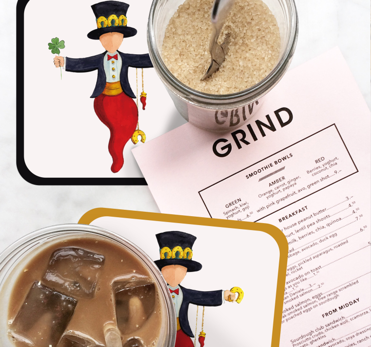 Sottobicchieri frikis personaggio giocoso con trifoglio - TenStickers