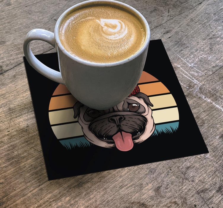 Sottobicchieri frikis pug con cappello di maglia - TenStickers