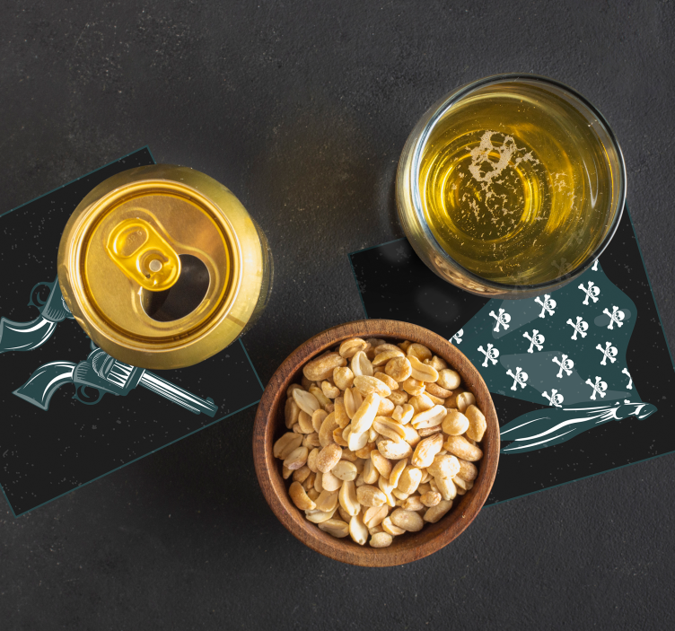 Sottobicchieri frikis rivoltelle incrociate e bandana - TenStickers