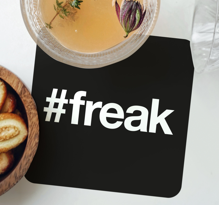 Sottobicchieri frikis sfondo nero con hashtag - TenStickers