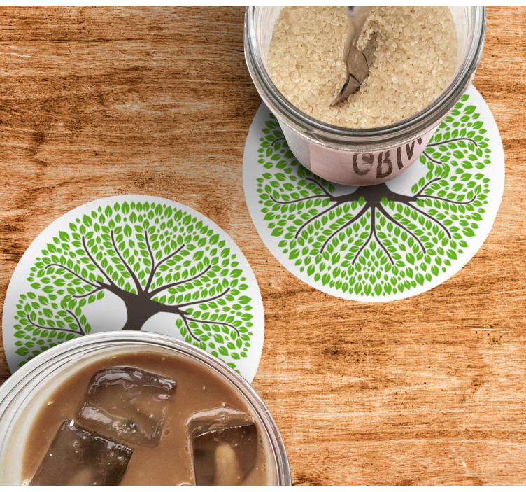 Sottobicchieri frikis silhouette albero verde lussureggiante - TenStickers