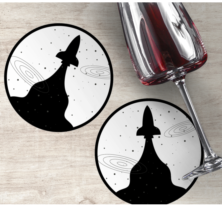 Sottobicchieri frikis silhouette di razzo con stelle - TenStickers