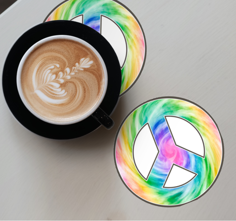 Sottobicchieri frikis simbolo della pace colorato - TenStickers