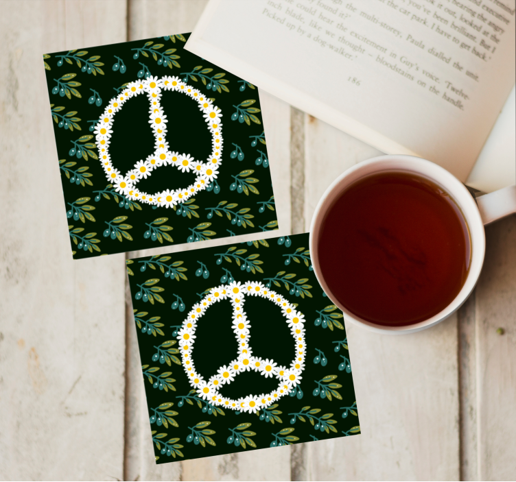 Sottobicchieri frikis simbolo della pace floreale - TenStickers