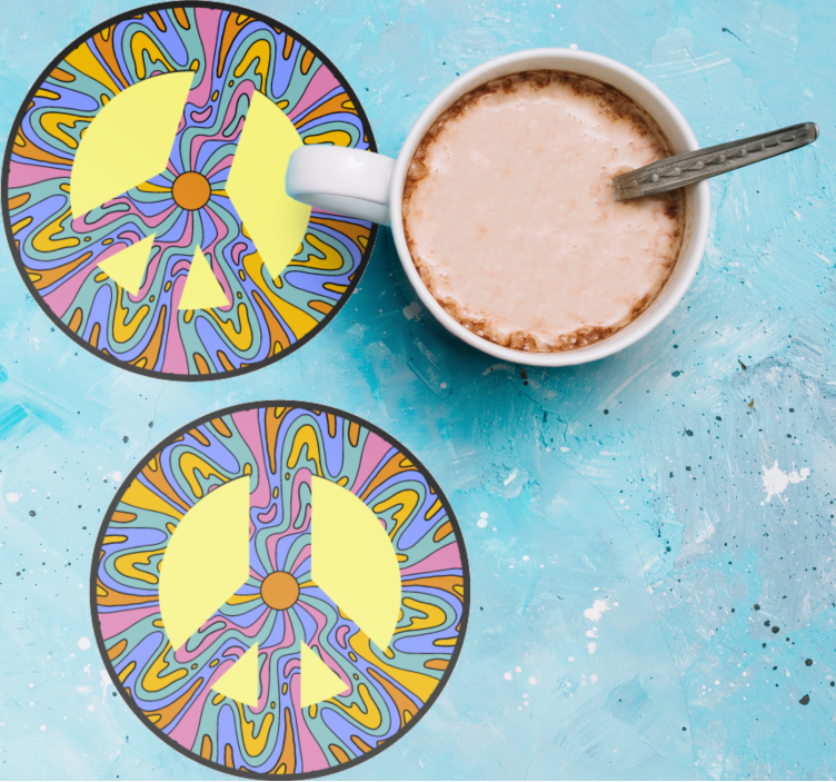 Sottobicchieri frikis simbolo di pace vivace - TenStickers