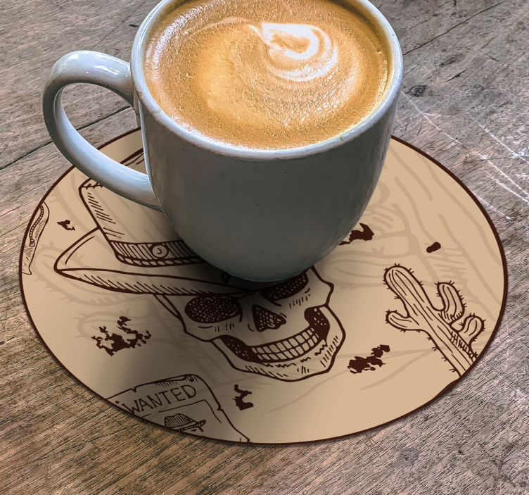 Sottobicchieri frikis teschio con cappello da cowboy - TenStickers