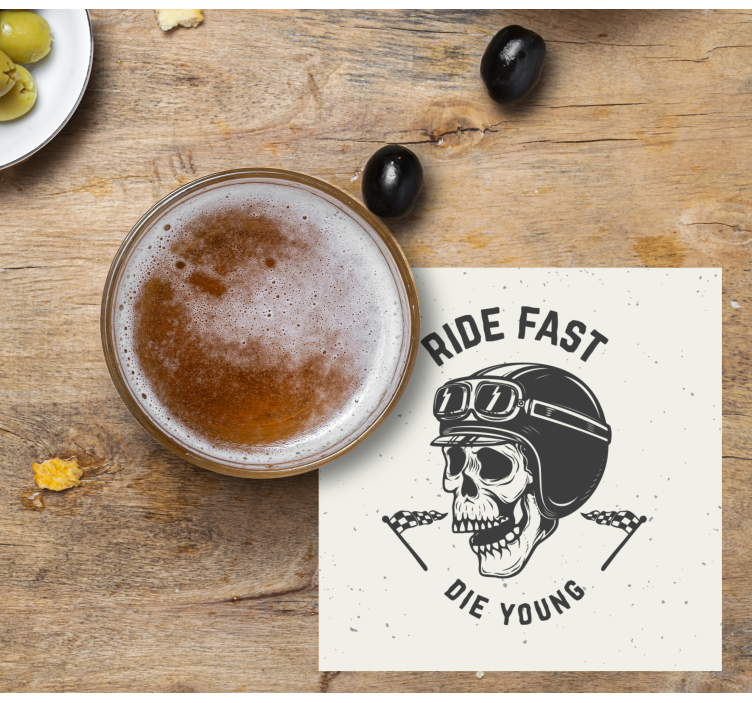 Sottobicchieri frikis teschio con occhiali da corsa - TenStickers