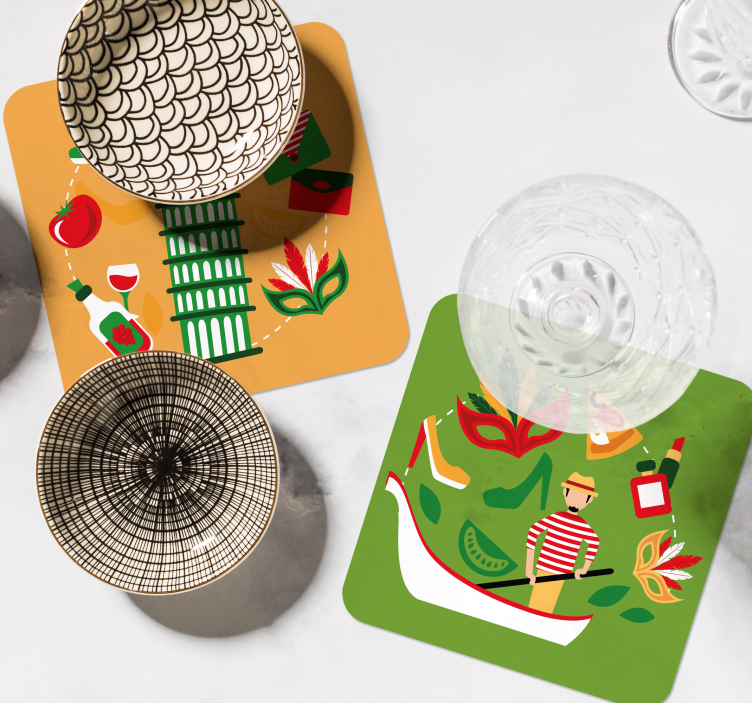 Sottobicchieri frikis viaggio culinario italiano - TenStickers