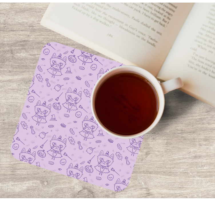 Sottobicchieri halloween elementi di gatto fantasioso - TenStickers