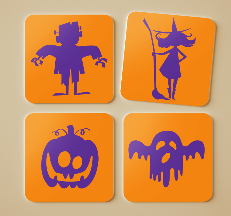Sottobicchieri halloween frankenstein strega zucca fantasma - TenStickers