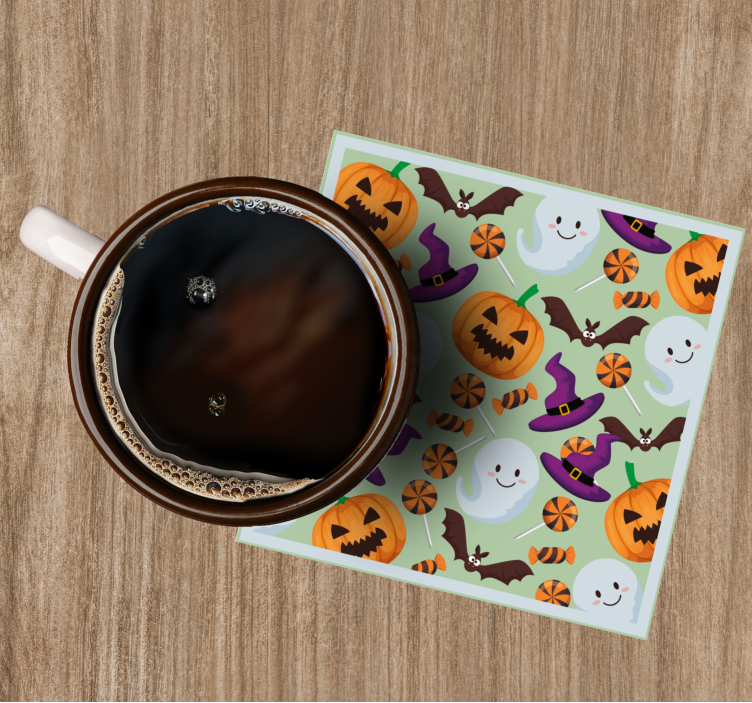 Sottobicchieri halloween motivo zucche e fantasmi - TenStickers