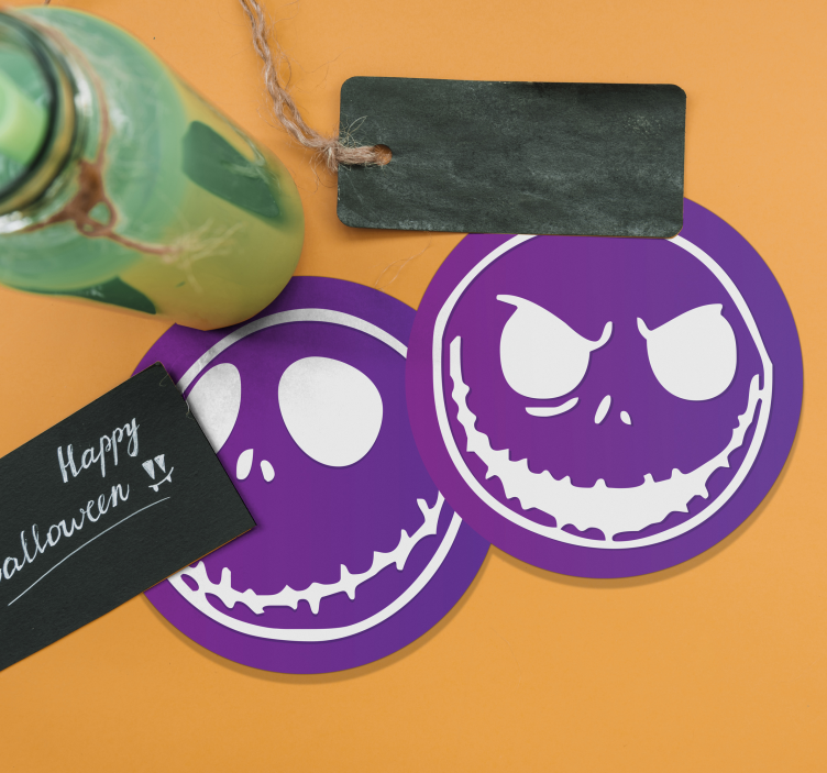 Sottobicchieri halloween personaggi con faccia da teschio - TenStickers