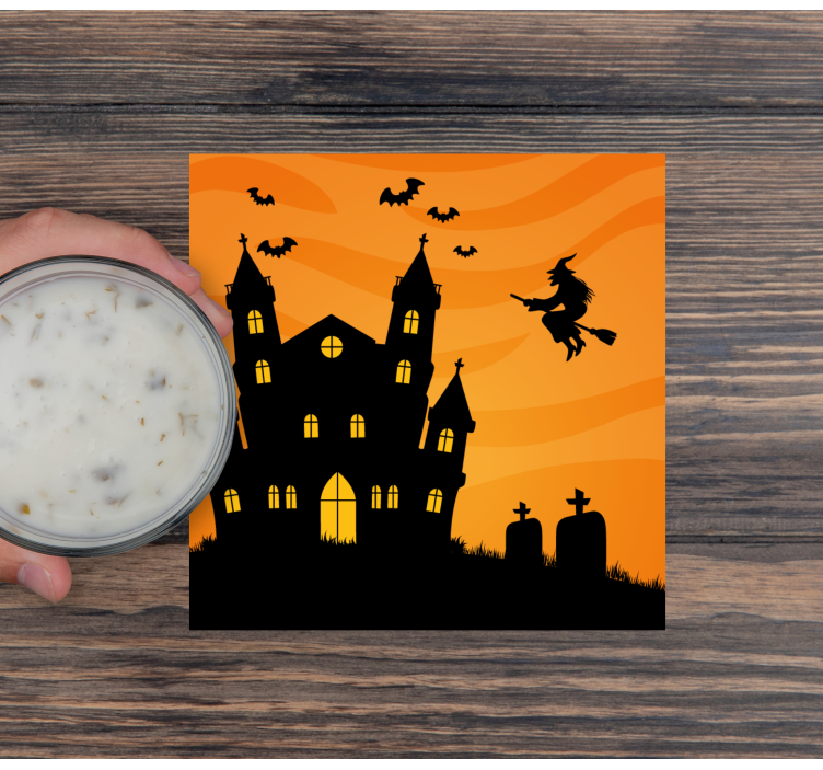 Sottobicchieri halloween silhouette casa infestata - TenStickers