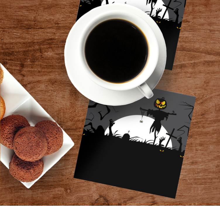 Sottobicchieri halloween spaventapasseri con zucca - TenStickers
