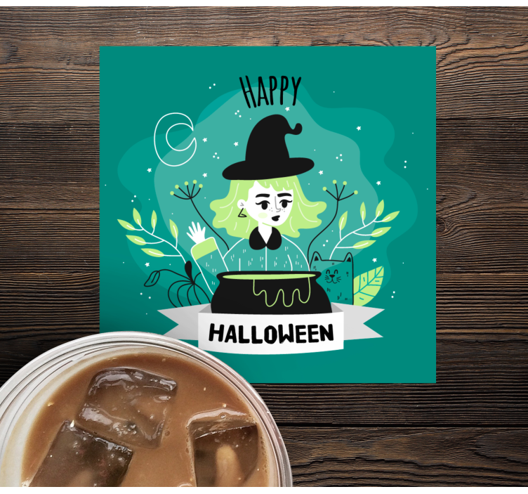 Sottobicchieri halloween strega con caldera - TenStickers