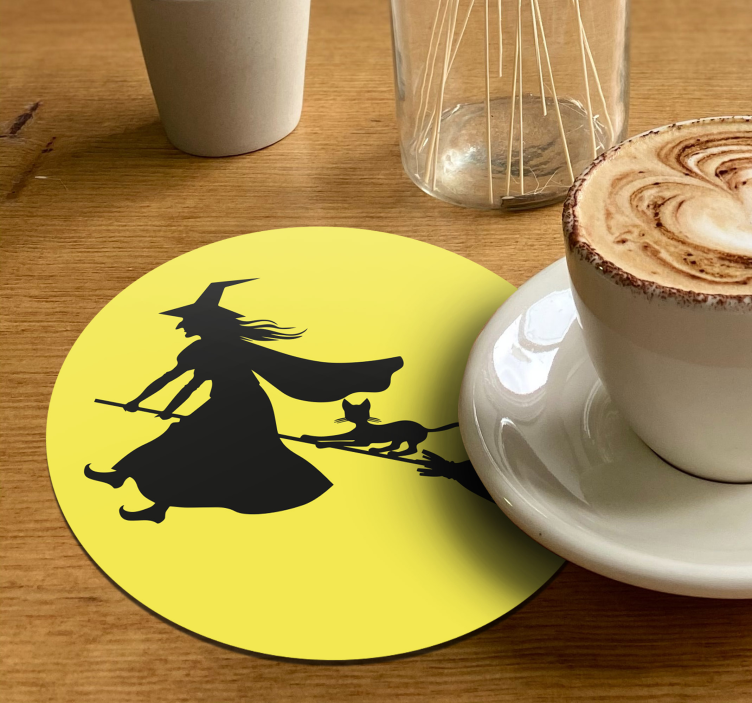 Sottobicchieri halloween strega sulla scopa - TenStickers