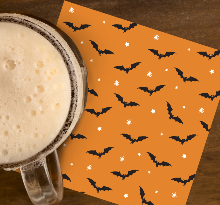 Sottobicchieri halloween superficie arancione a pipistrelli - TenStickers