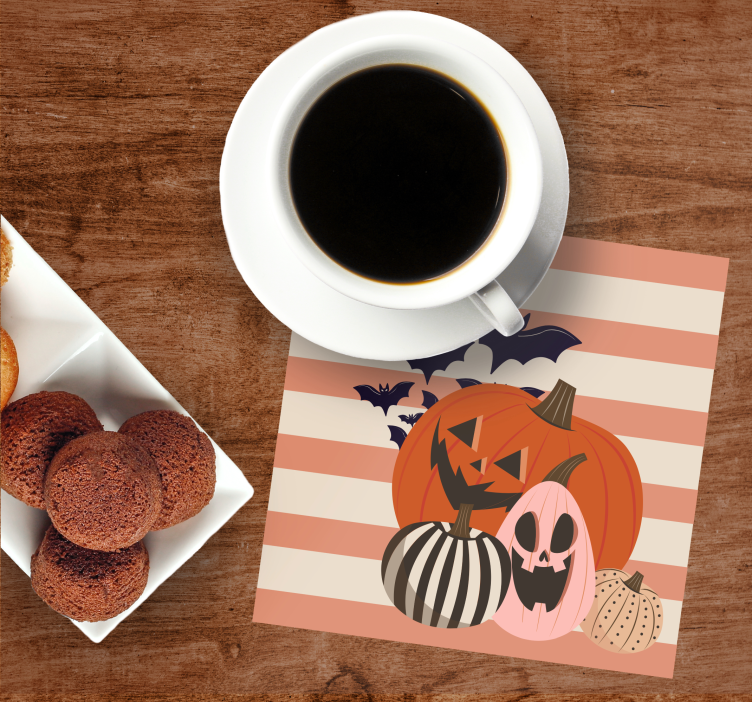 Sottobicchieri halloween trio di zucche con pipistrelli - TenStickers