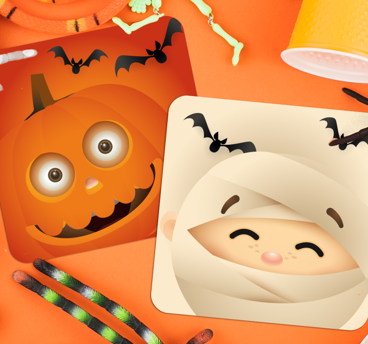Sottobicchieri halloween zucca allegra e mummia - TenStickers