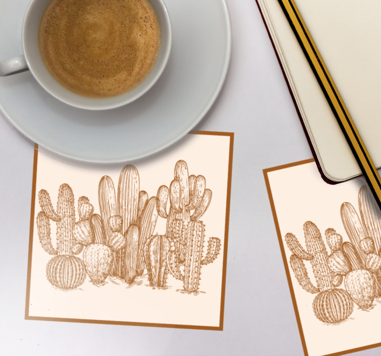 Sottobicchieri illustrazione di varietà di cactus - TenStickers