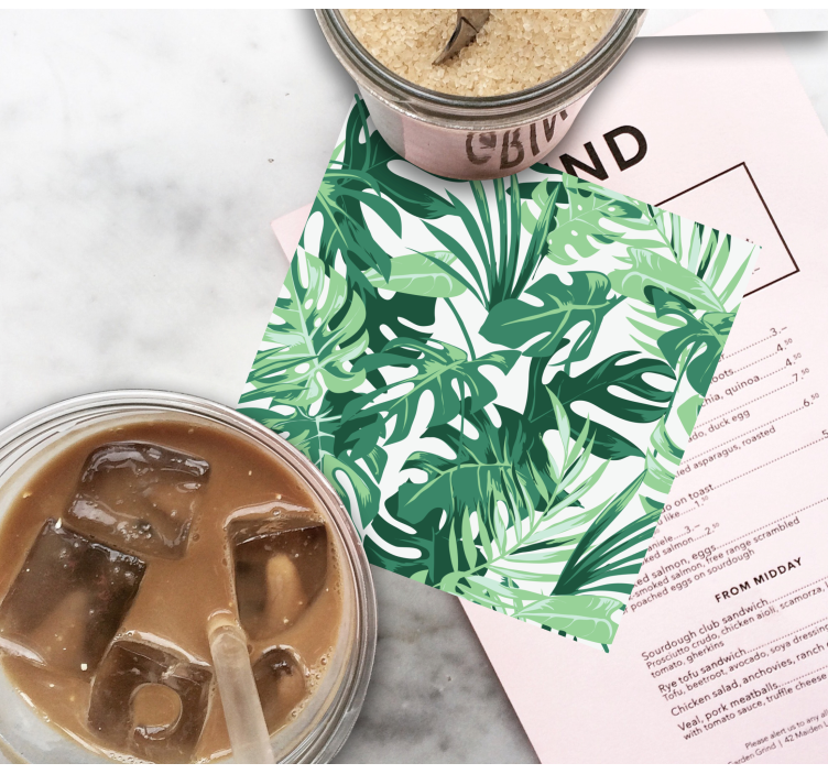 Sottobicchieri ispirazione foglia tropicale - TenStickers