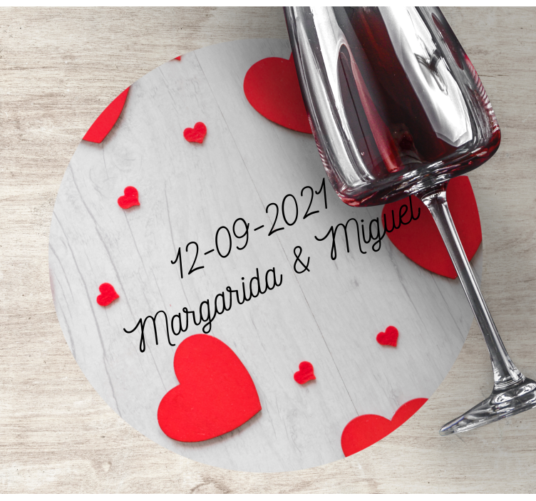 Sottobicchieri matrimonio cuori e personalizzazione data - TenStickers