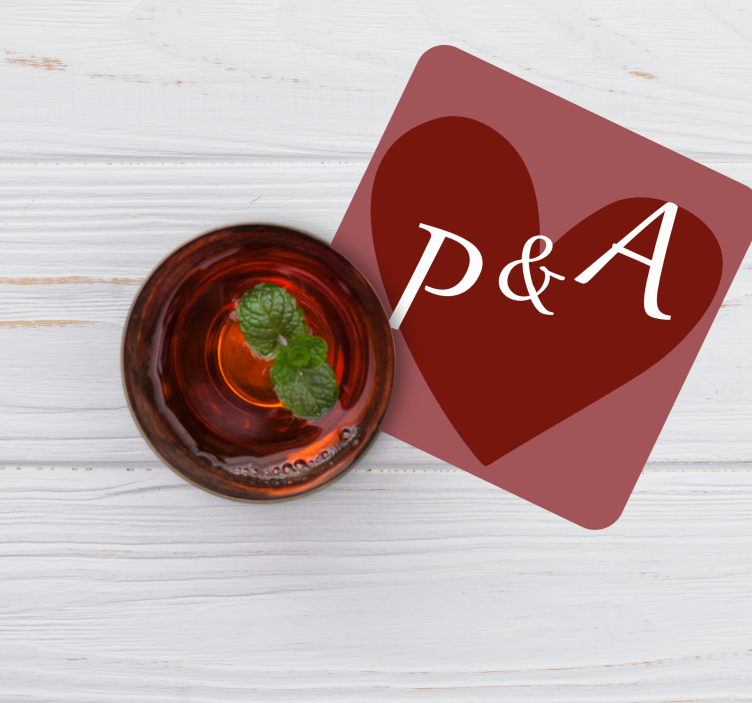 Sottobicchieri matrimonio motivo cuore personalizzato - TenStickers