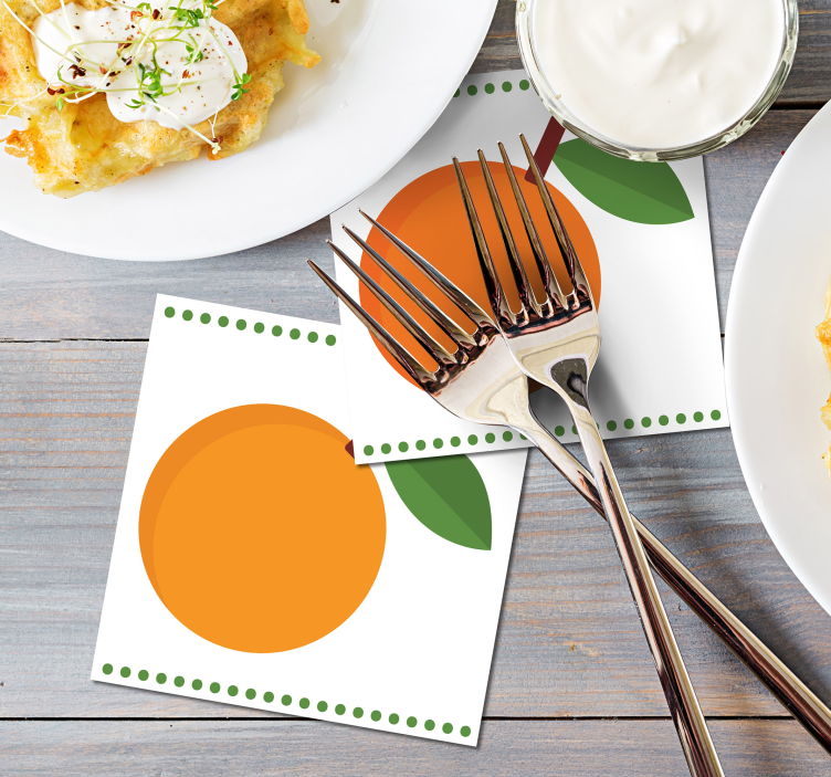 Sottobicchieri moderno arancio con foglia - TenStickers