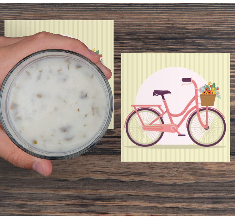 Sottobicchieri moderno bicicletta rosa con fiori - TenStickers