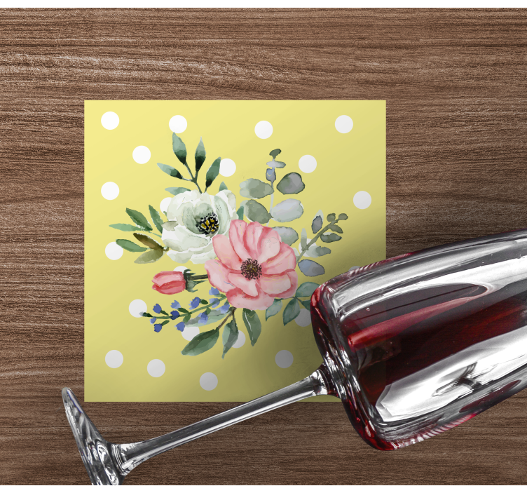 Sottobicchieri moderno con fiori a pois - TenStickers