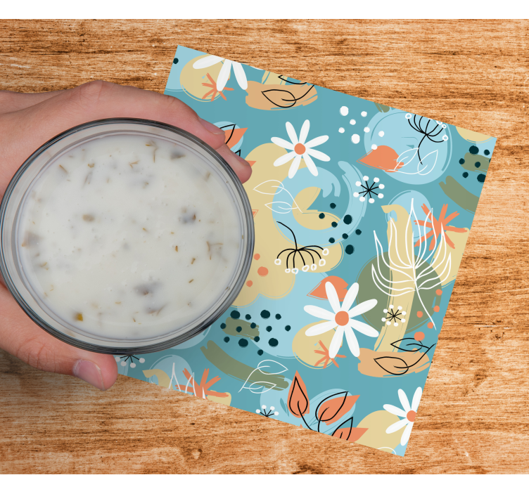 Sottobicchieri moderno con sfondo floreale - TenStickers