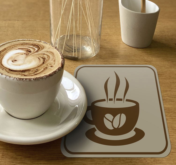 Sottobicchieri moderno emblema della tazza di caffè - TenStickers