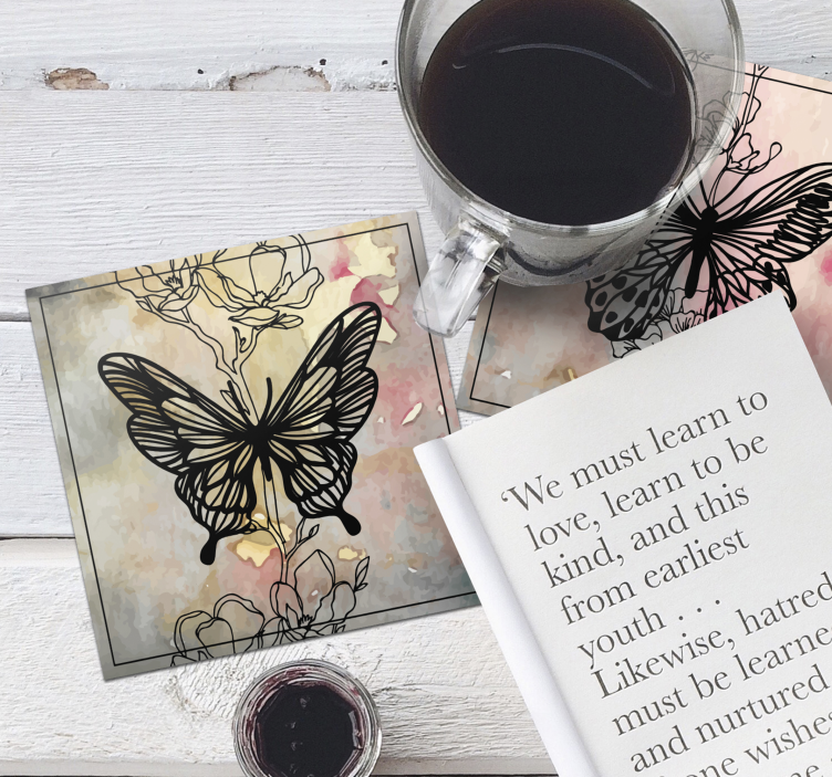 Sottobicchieri moderno motivo farfalla elegante - TenStickers