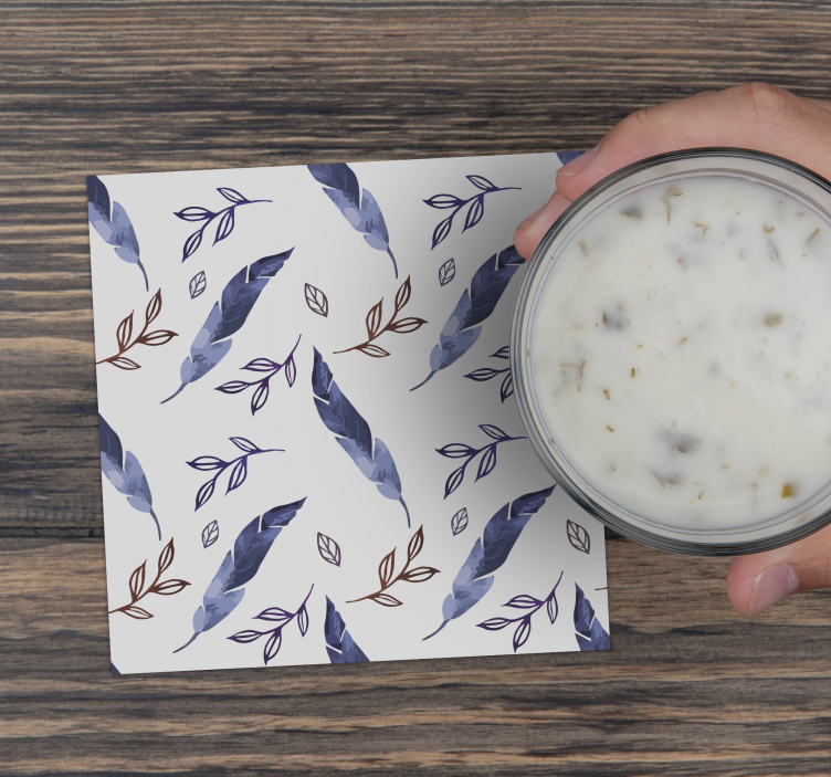 Sottobicchieri motivi acquerello fogliame - TenStickers