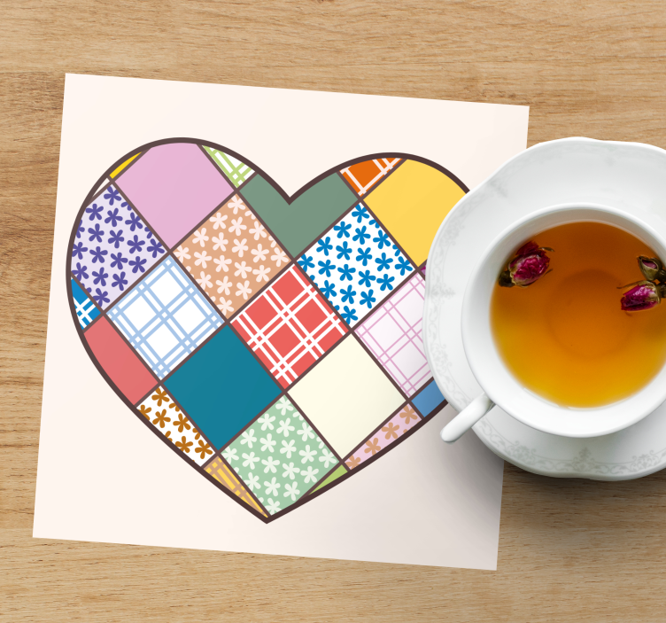 Sottobicchieri motivo cuore patchwork - TenStickers