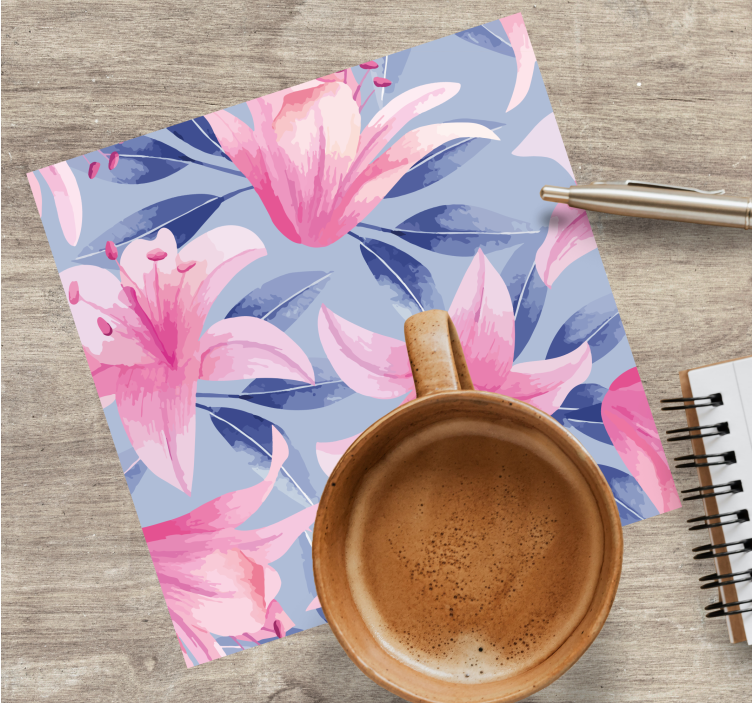 Sottobicchieri motivo floreale con gigli rosa - TenStickers